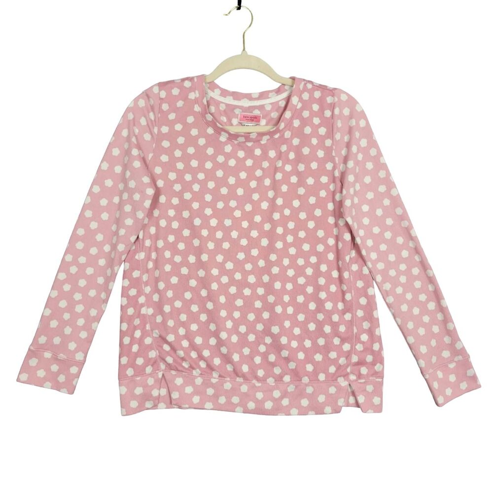 KATE SPADE Pink Floral Long Sleeve Pajama Top Crew Neck Sweatshirt SIZE XS